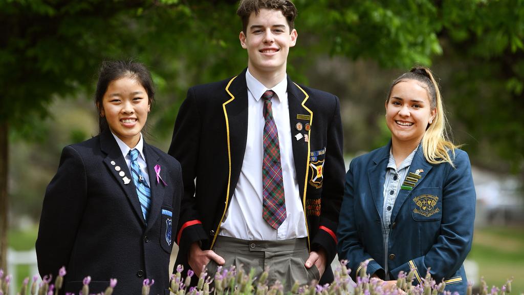 Kylie Ho, Liam Cameron and Katie Martin have received conditional offers to study at Flinders. Picture: David Mariuz