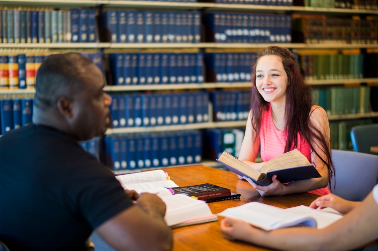 Students in the library