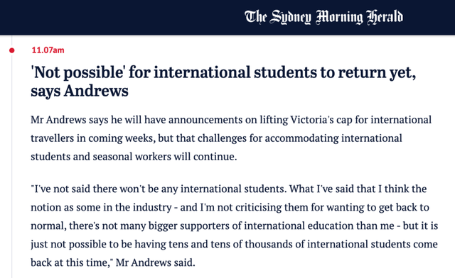 最新返澳回应！莫里森、维州州长松口！留学生今年可返澳，但不会大批接回！国际边境年底前有望重开！