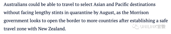 澳大利亚计划8月与亚洲国家建立免疫旅行。日韩、中国大陆等都在计划之中。