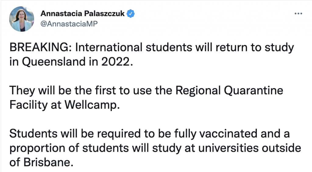 刚刚宣布，昆州留学生2022年可返校！全澳试点即将开启。
