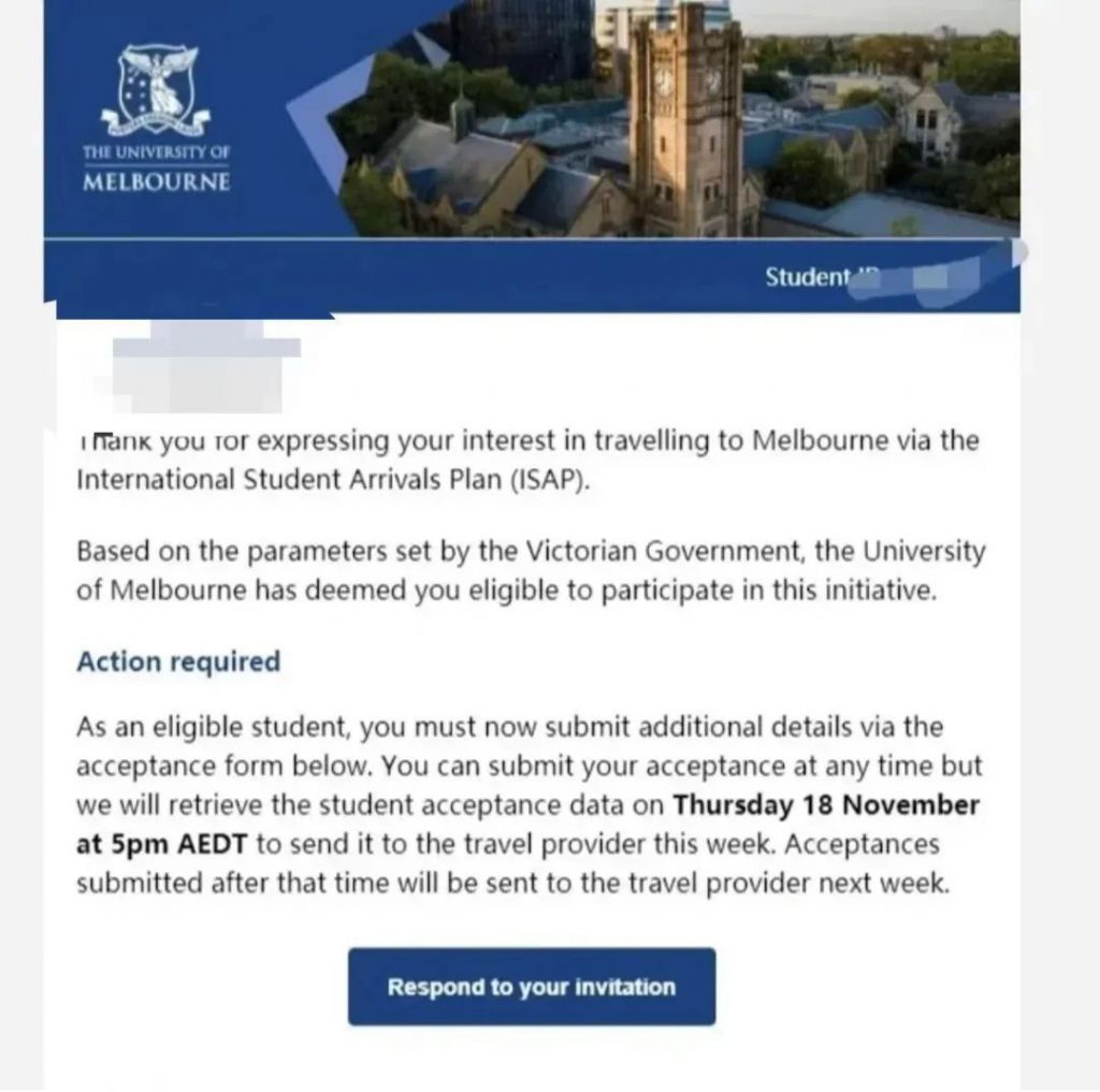 定了！大批墨尔本留学生收到返澳邮件！最早年底前就能回来