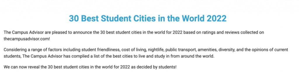 022年全球最佳学生城市排行公布，墨尔本全球第一！Top30中有两个澳洲城市……"
